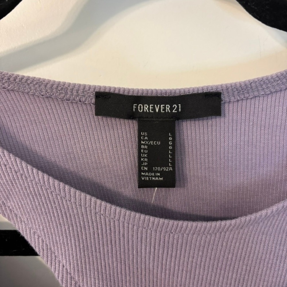 NWT Forever 21 Purple Cutout Dress‎ Ribbed Knit Long Sleeve Mini L - Picture 3 of 14
